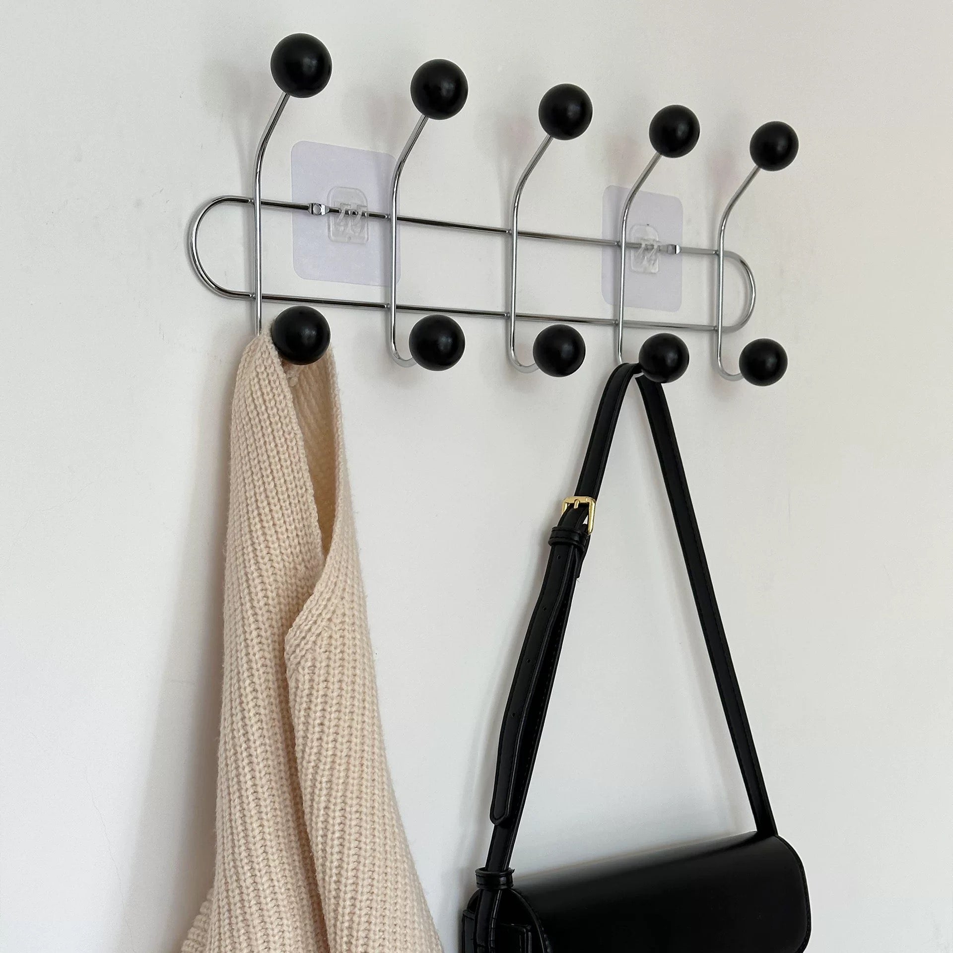 Retro Wall Mounted Coat Rack Black M: 41 x 15 cm (16 x 5.9 in)