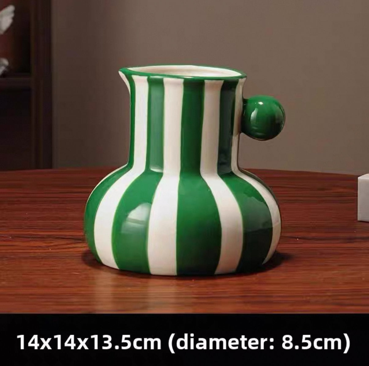 Modern Striped Ceramic Vase Green