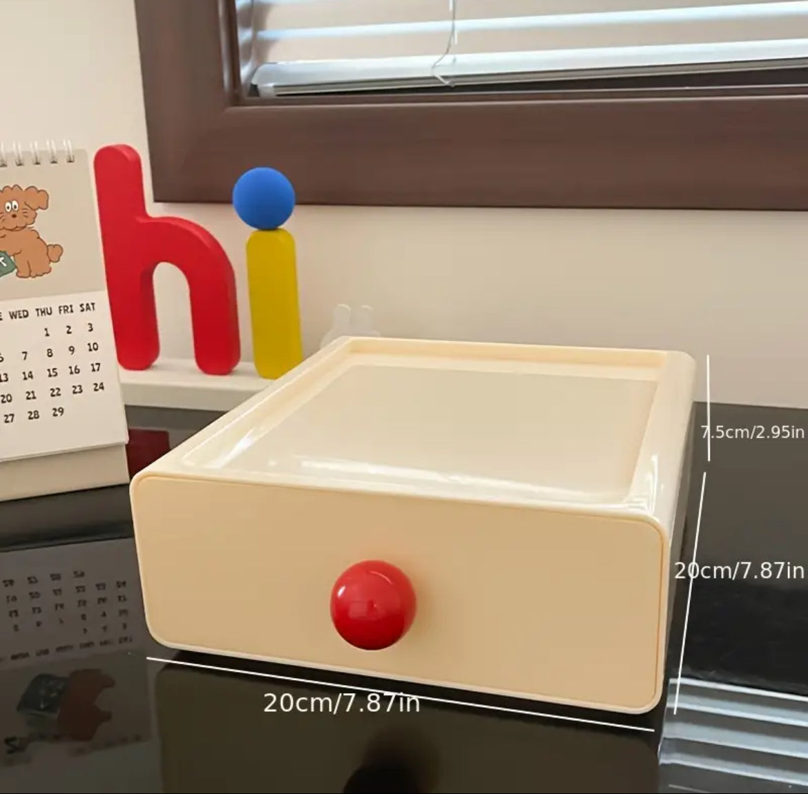 Retro Desktop Organizer with Drawer White 1 pcs