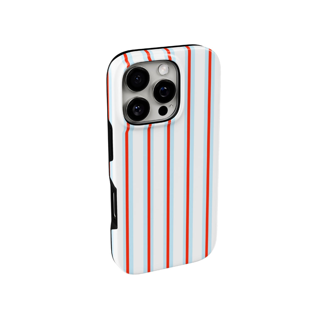 Retro Red & Blue Striped iPhone Case