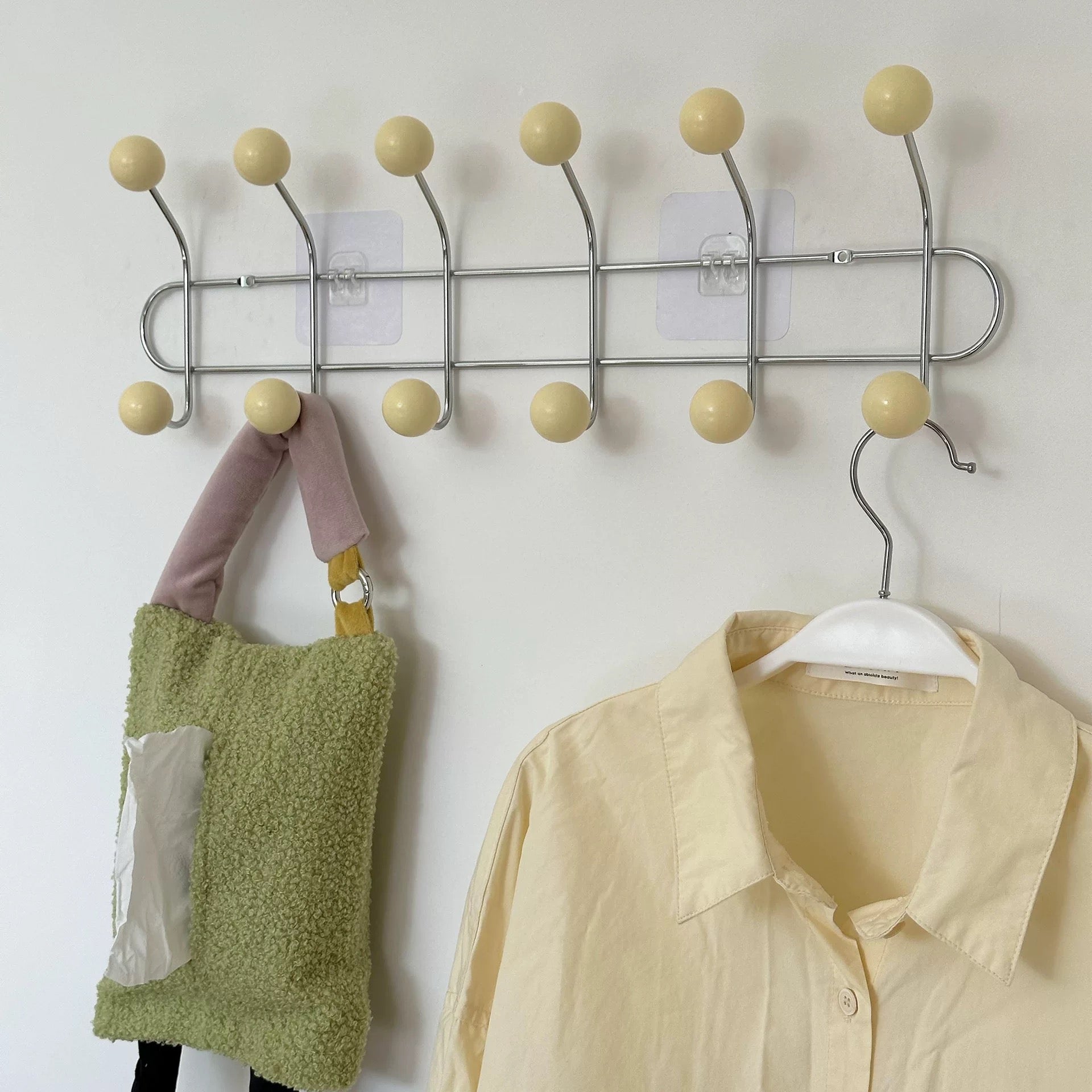 Retro Wall Mounted Coat Rack Beige L: 49.5 x 15 cm (19.5 x 5.9 in)