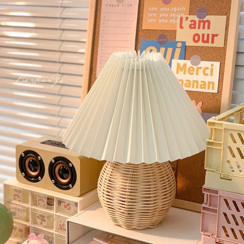 Pleated Table Lamp White