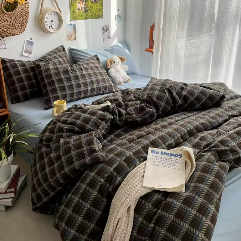 Preppy Plaid Brown Bedding Set