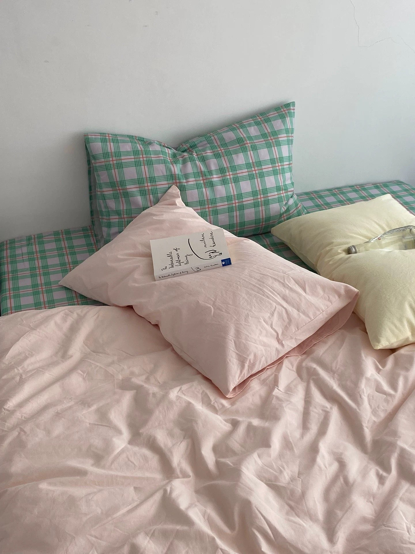 Pink & Mint Green Plaid Bedding Set