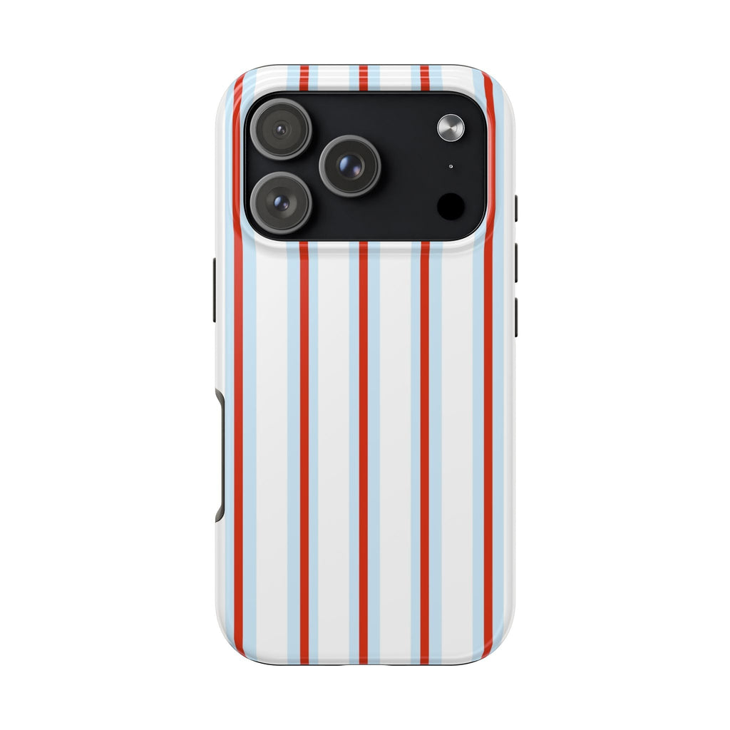 Retro Red & Blue Striped iPhone Case