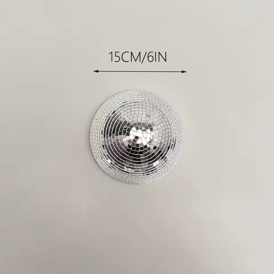 Silver Mirror Disco Ball Wall Decor Silver — 15 cm (6 in)