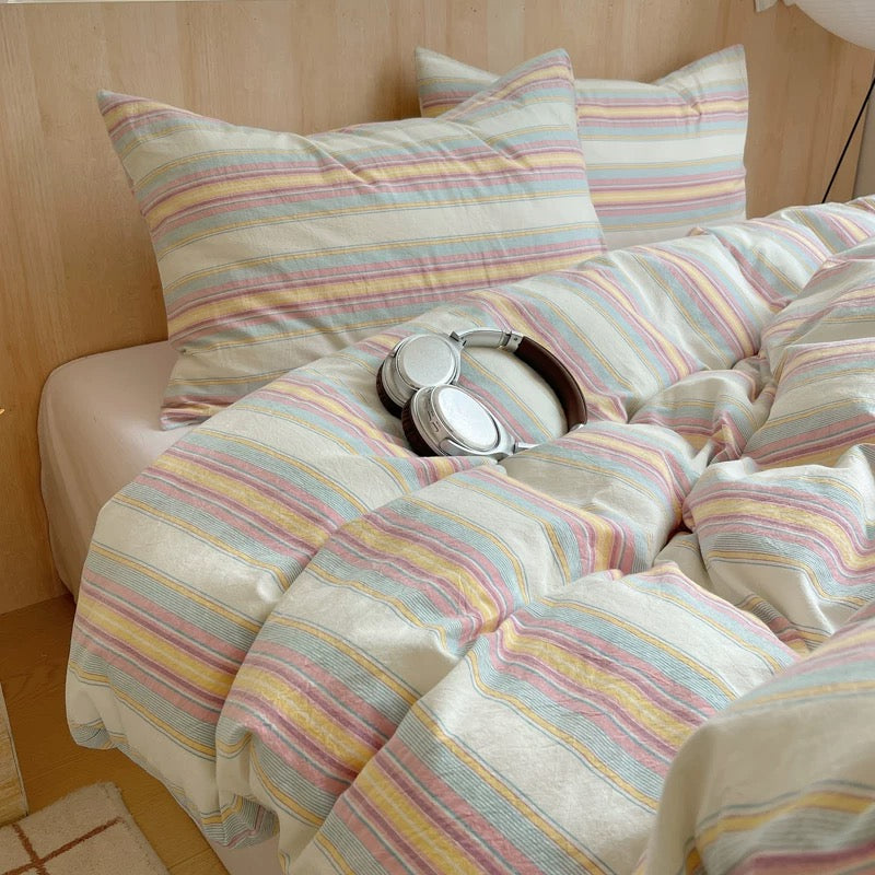 Soft Retro Striped Duvet Cover Set