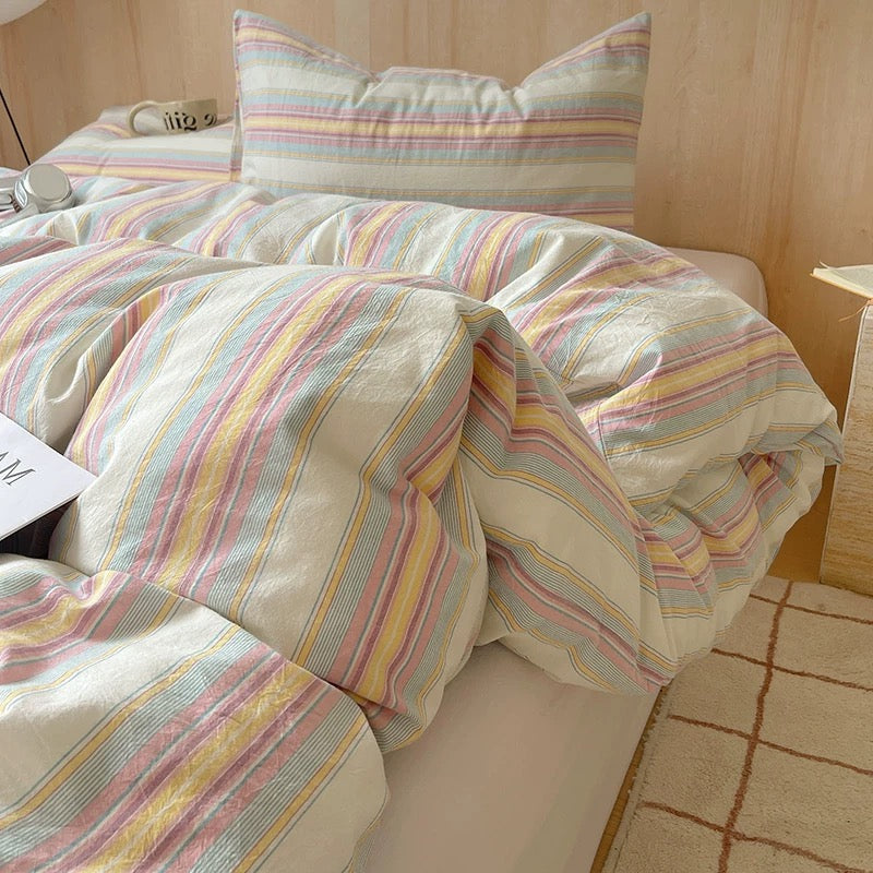 Soft Retro Striped Duvet Cover Set