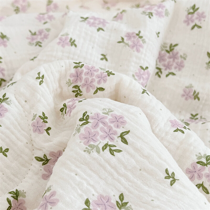 Lavender Floral Kids Comforter – Cotton Muslin with Lace Trim