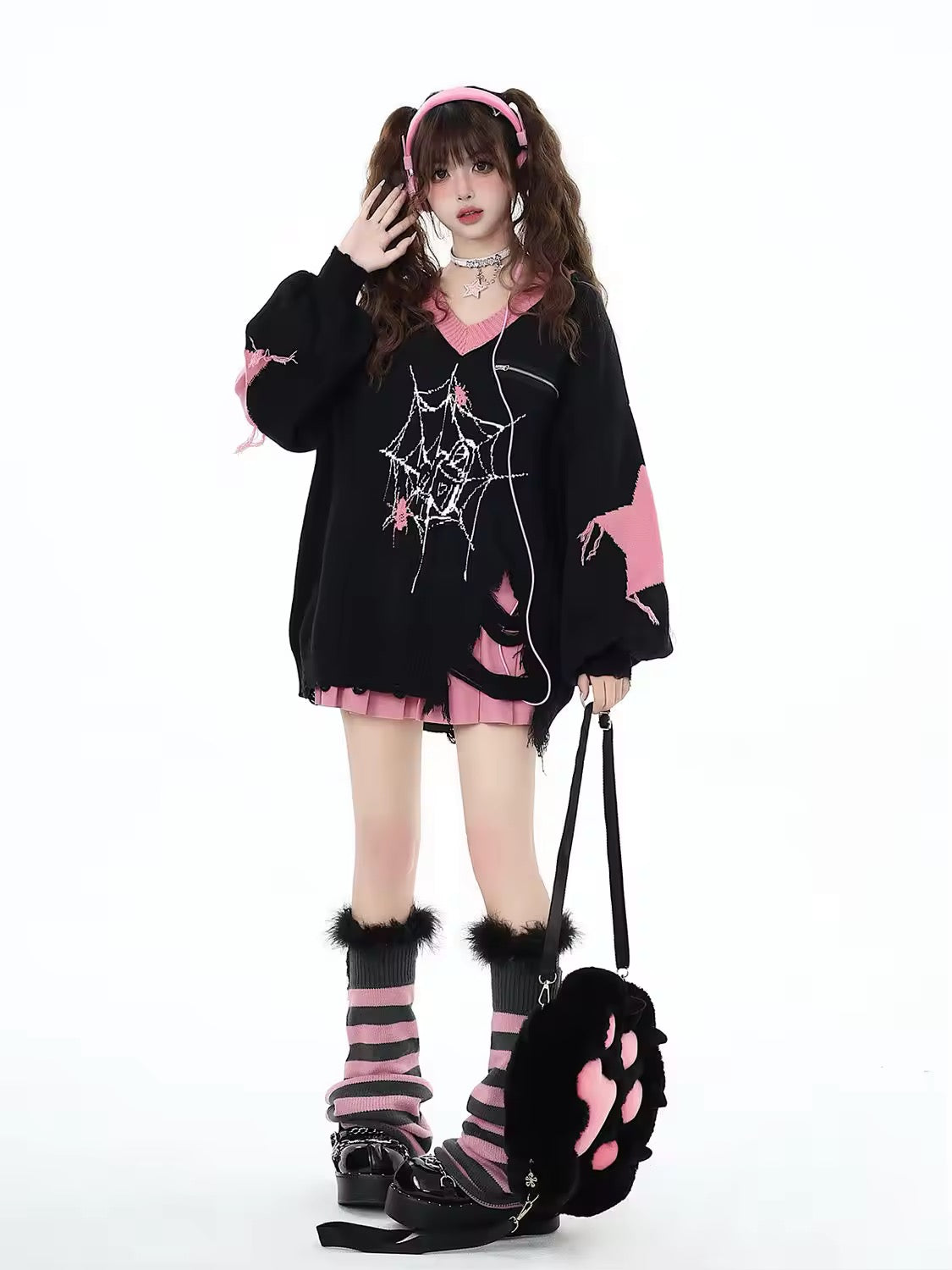 Y2K Gothic Sweater Black