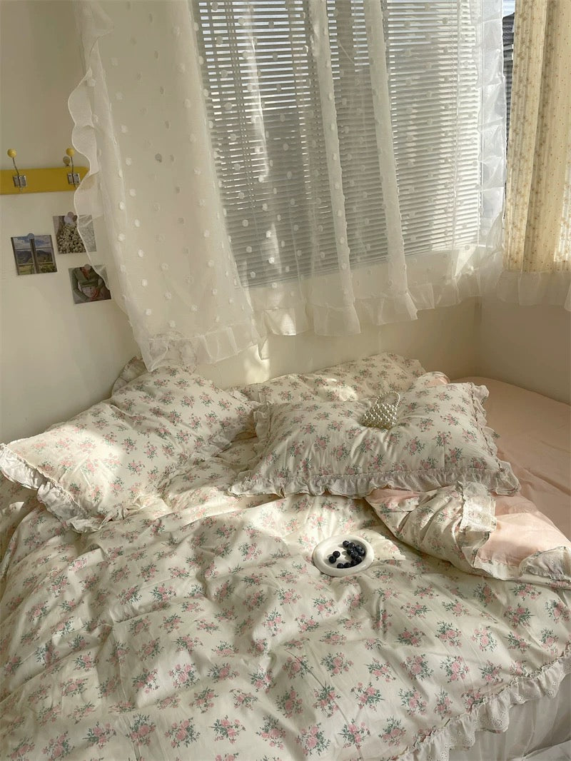 Cottagecore Floral Ruffle Duvet Cover Set