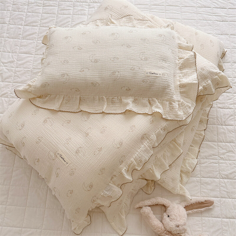 Lamb Ruffle Duvet Cover Set – Soft Cotton Muslin