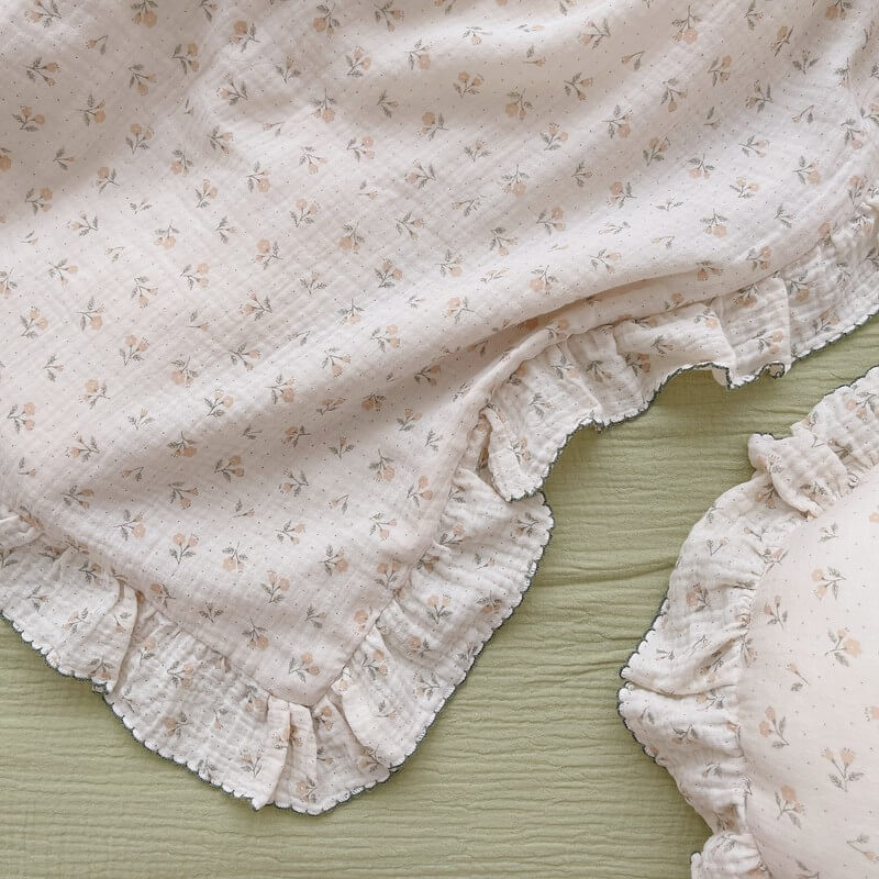 3Pcs Vintage Ruffle Duvet Cover Set - Floral