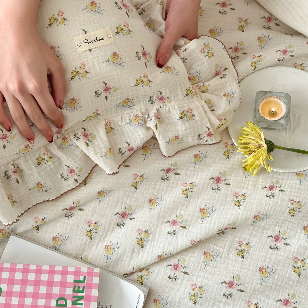 Azalea Floral Bedding Set – Ruffled Cotton Muslin