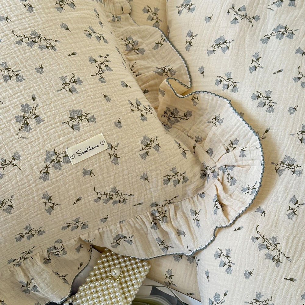 Hyacinth Floral Duvet Cover Set – Ruffled Cotton Gauze