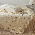 Lemon Print Muslin Quilt – Ruffle Edge Cotton Bedding