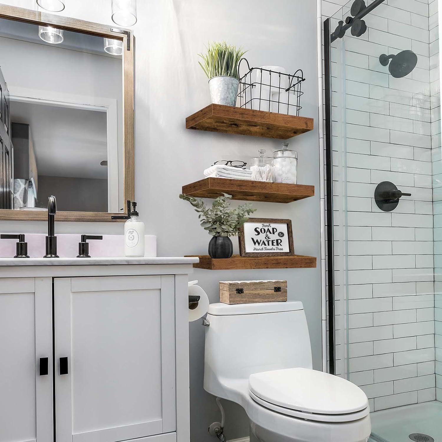 Rustic Floating Wall Shelf