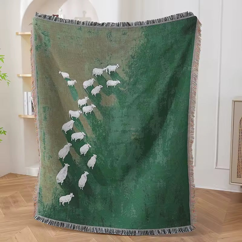 Grassland Sheep Woven Blanket