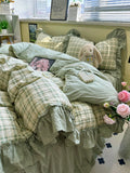 Sage Green Washed Cotton Duvet Cover Set