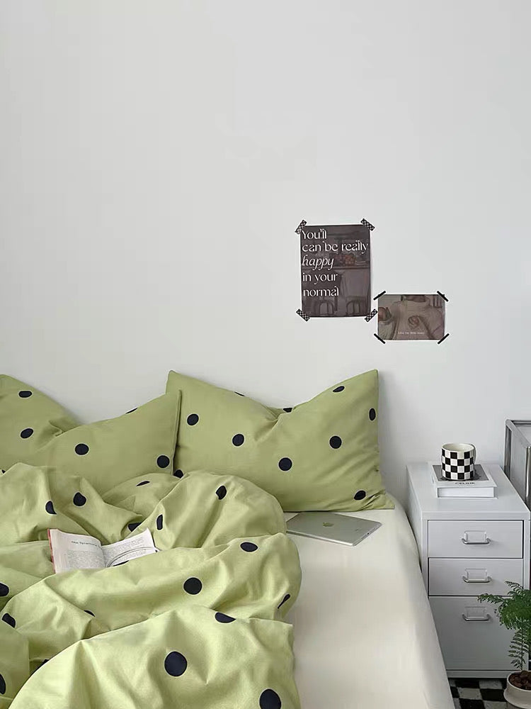 Sage Green Polka Dot Duvet Cover Set