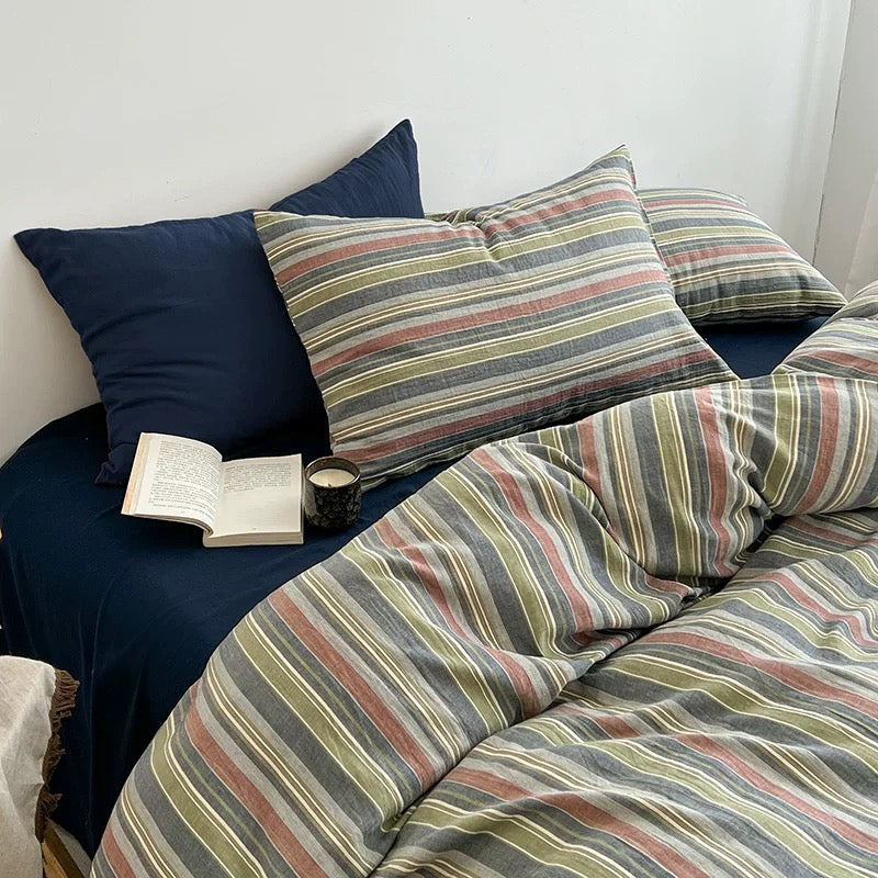 French Country Striped Duvet Cover Set