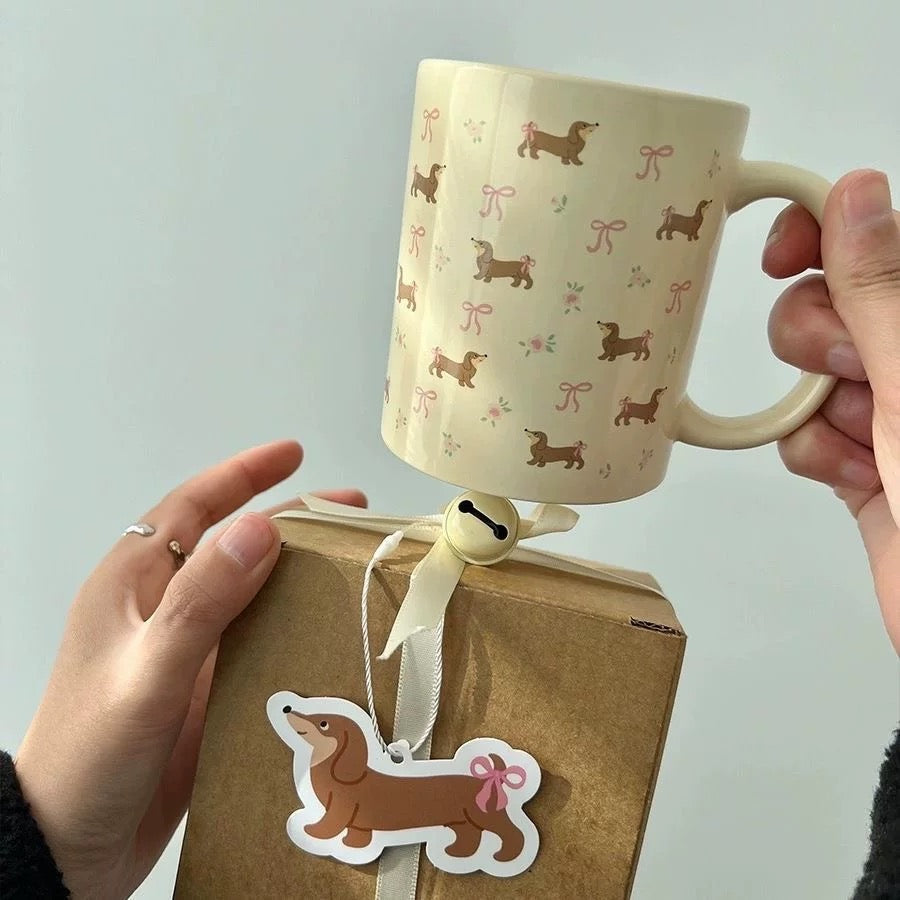 Dachshund Mug with Bows & Florals