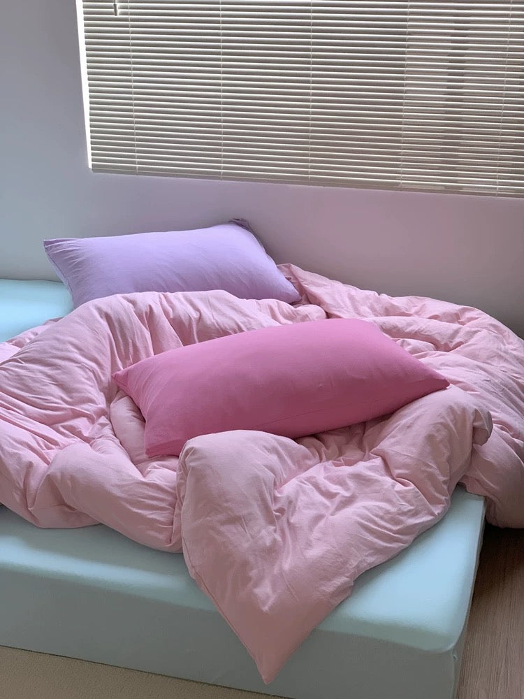 Pastel Pink Cotton Duvet Cover Set