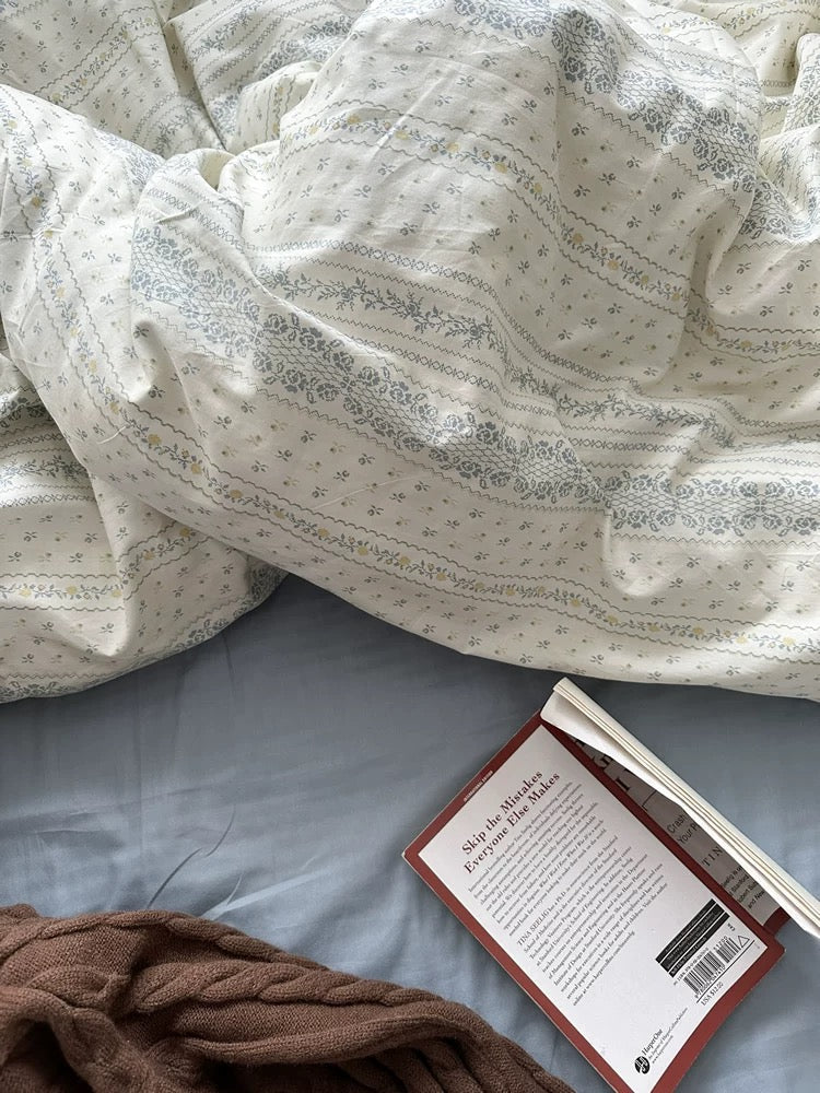 Dusty Blue Aesthetic Duvet Cover Set