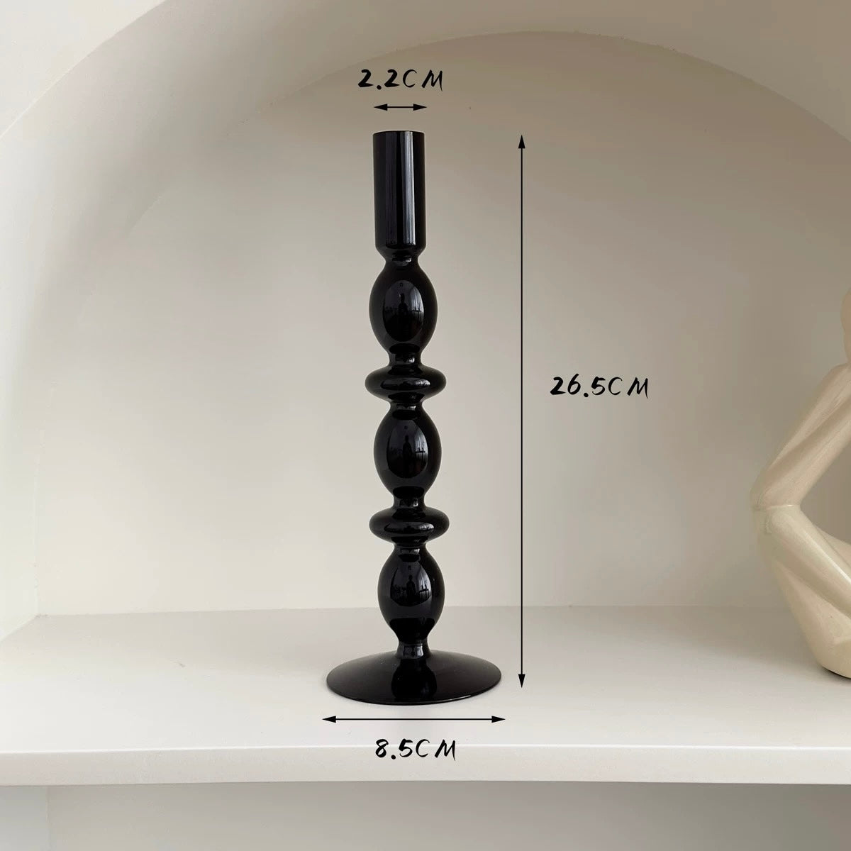 Decorative Black Glass Candle Holder D