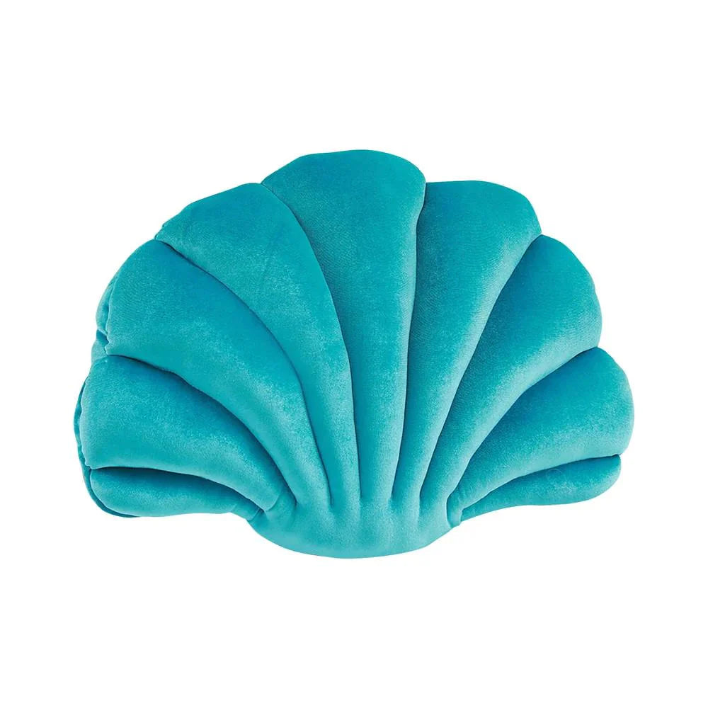 Sea Shell Velvet Throw Pillow Aqua