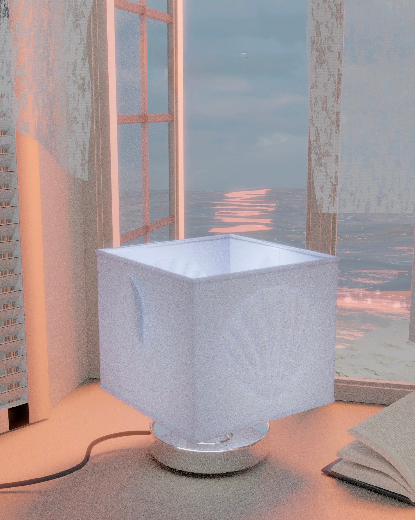 Mermaidcore Blue Seashell Lamp