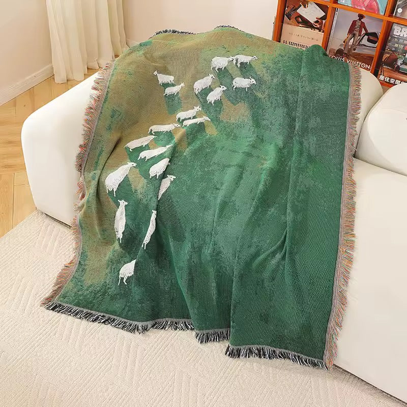 Grassland Sheep Woven Blanket