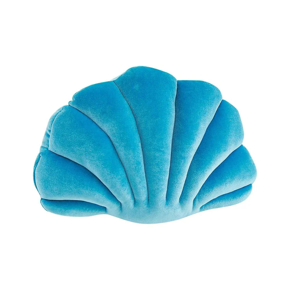 Sea Shell Velvet Throw Pillow Cyan