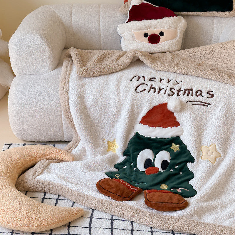 Christmas Tree Sherpa Throw Blanket – Reversible Plush
