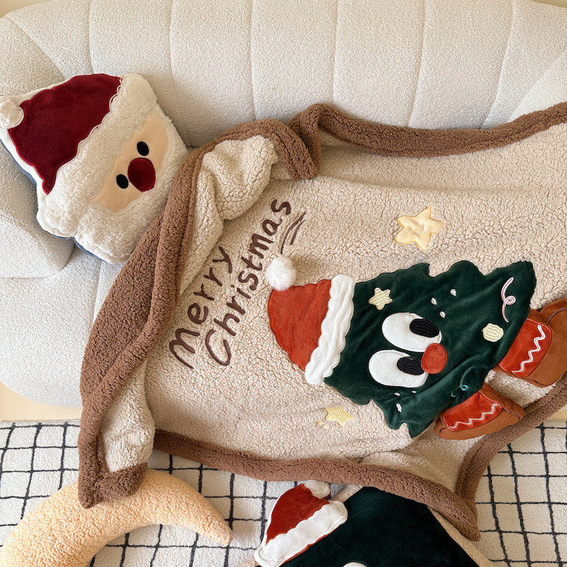 Christmas Tree Sherpa Throw Blanket – Reversible Plush
