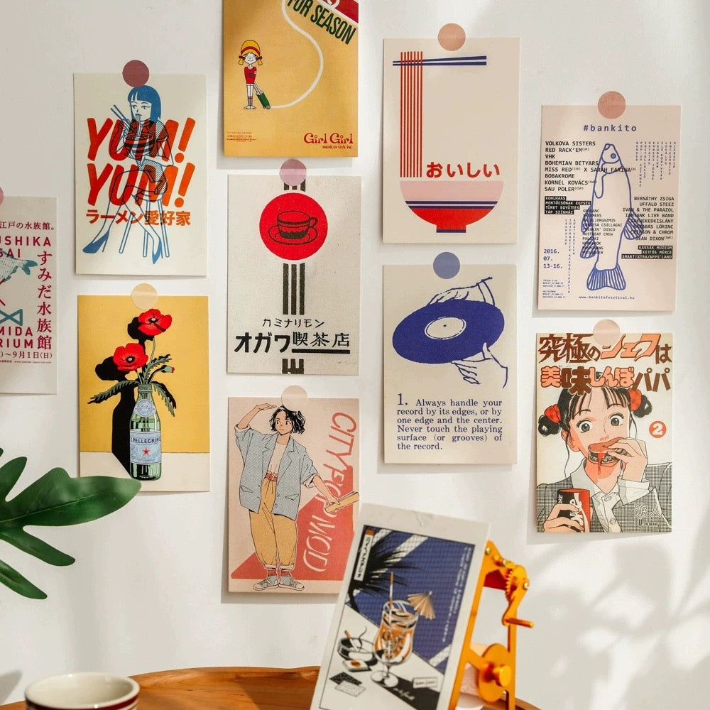 Japanese Vintage Wall Collage Postcards