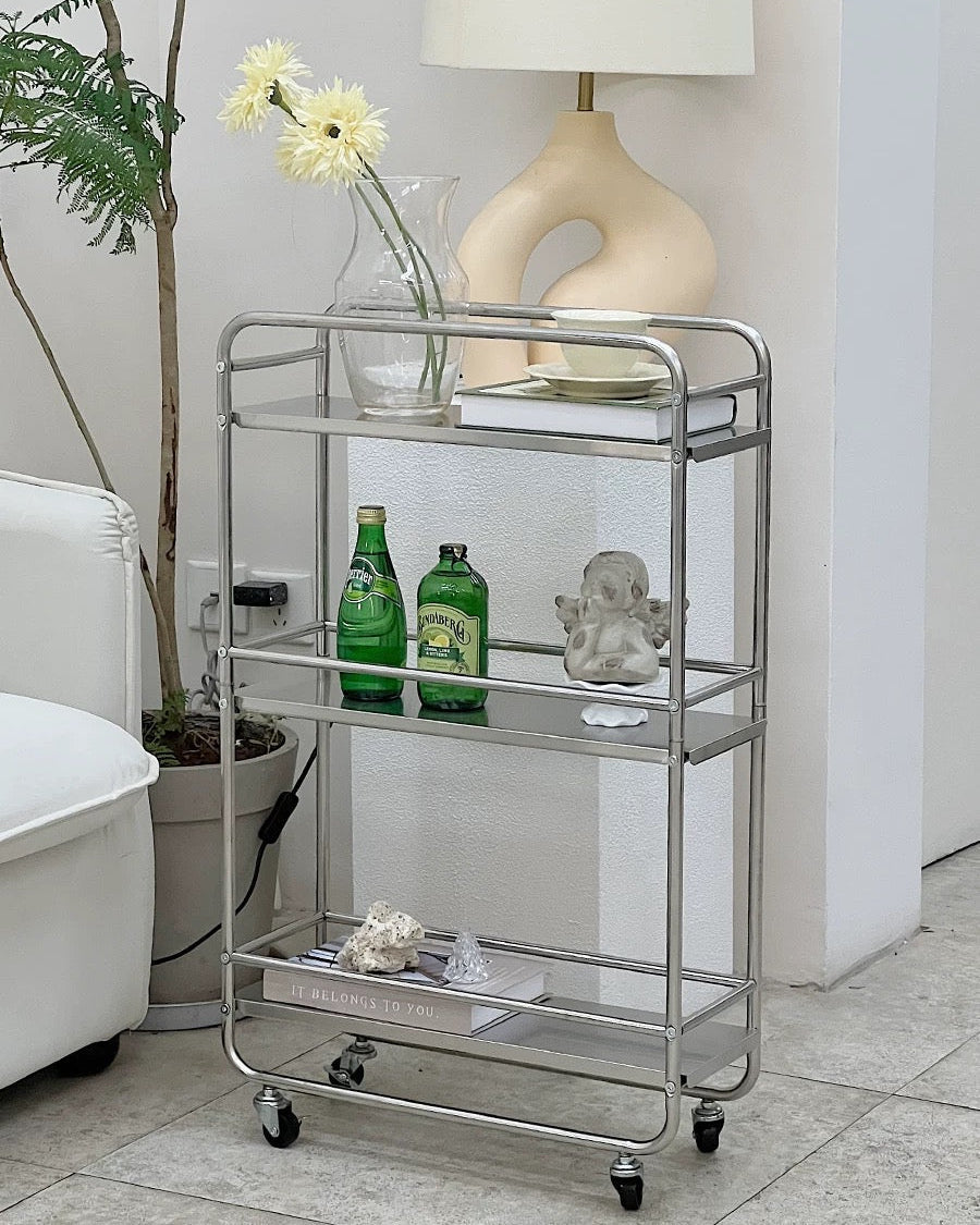 Chrome Rolling Bar Cart