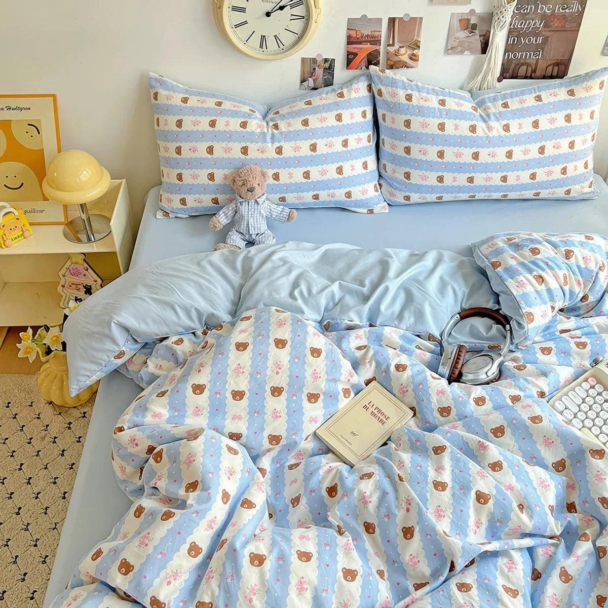 Kawaii Teddy Cotton Duvet Cover Set