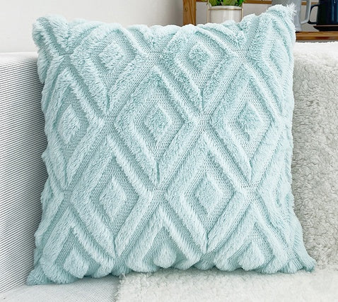 3D Diamond Pattern Cushion Cover Aqua