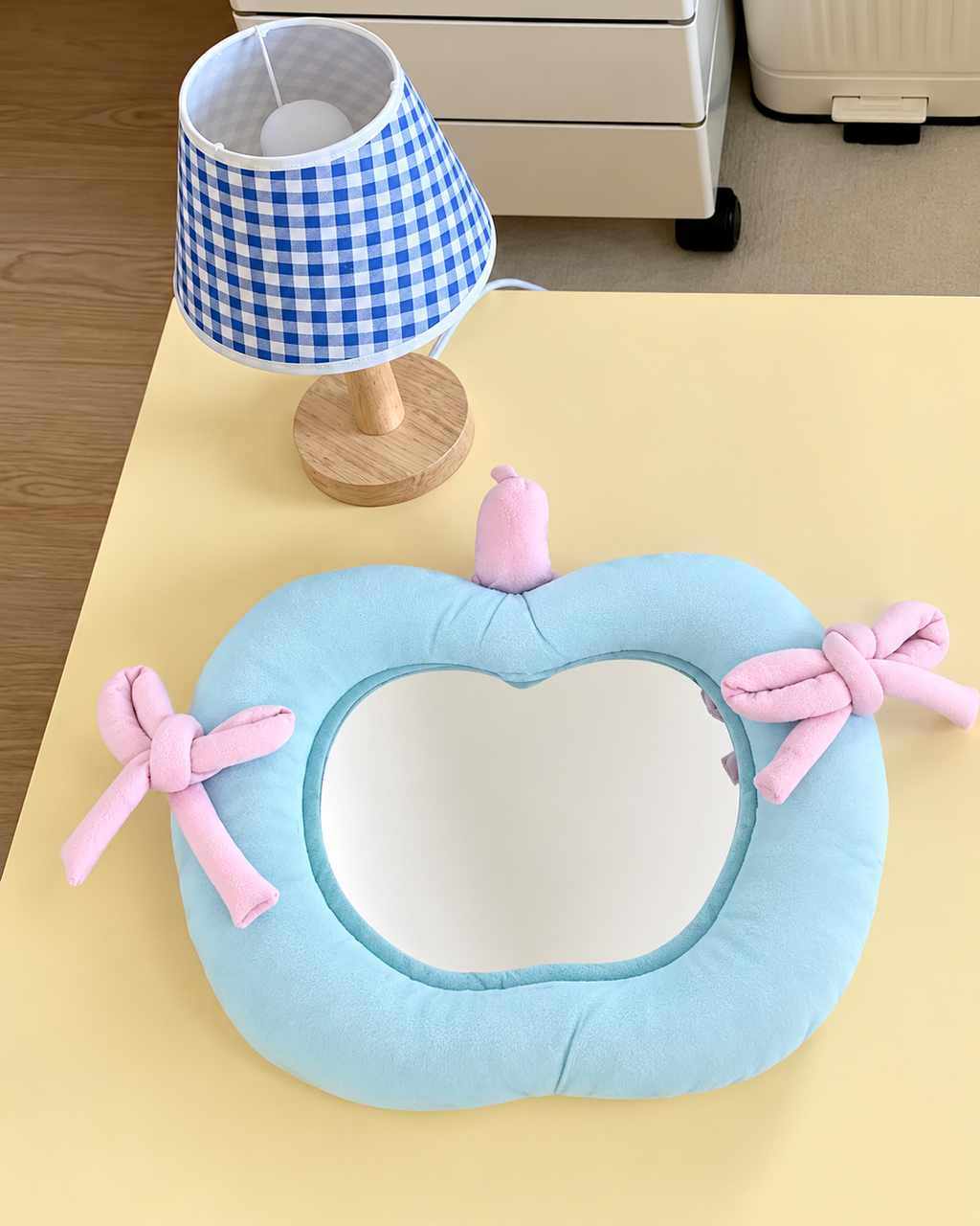 Padded Fabric Tabletop Mirror