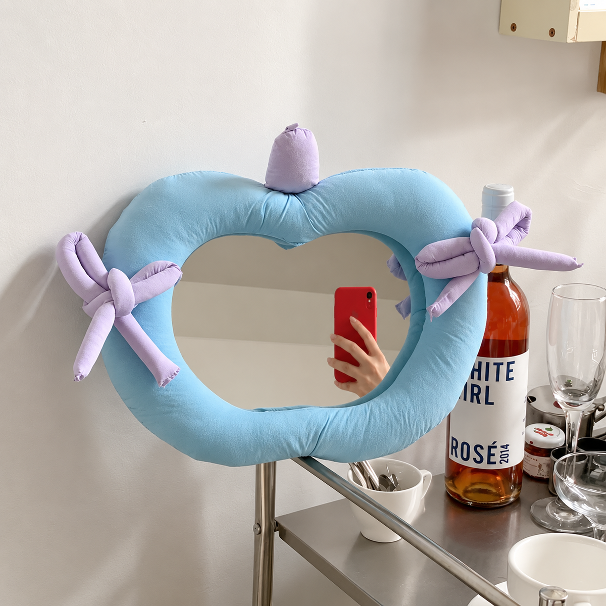 Padded Fabric Tabletop Mirror