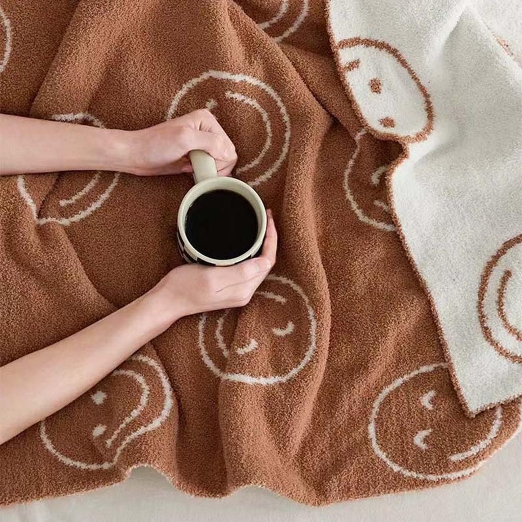 Smiley Face Blanket - Baby Blue