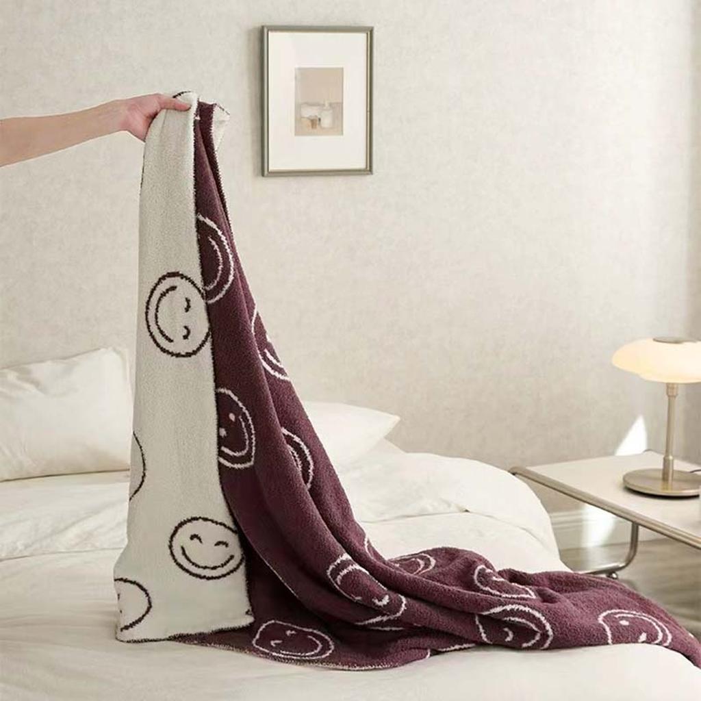 Smiley Face Blanket - Baby Blue