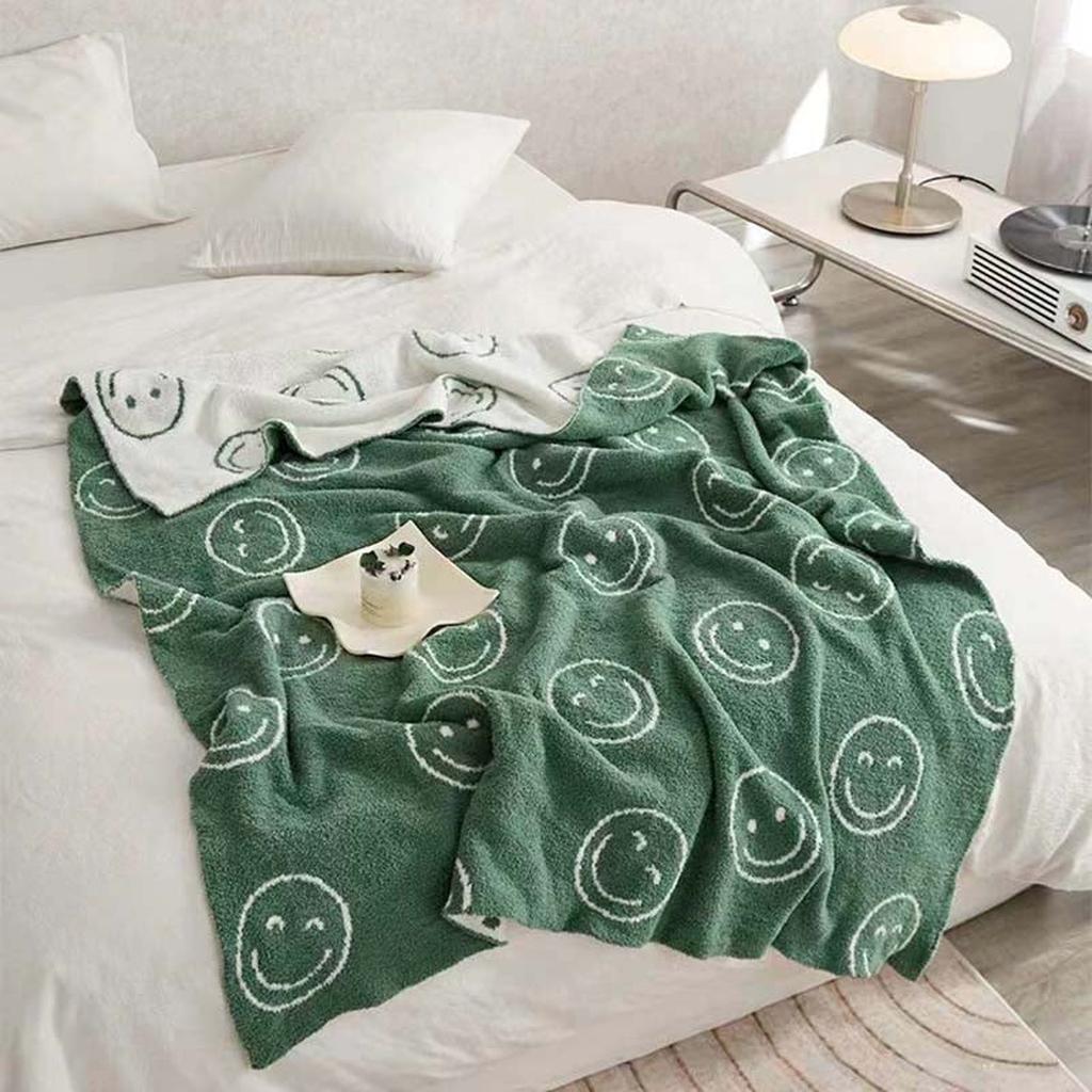 Smiley Face Blanket - Baby Blue