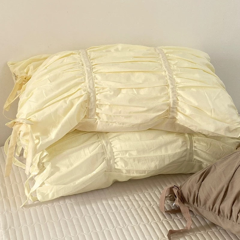 Coquette Pleated Cotton Pillowcase Yellow