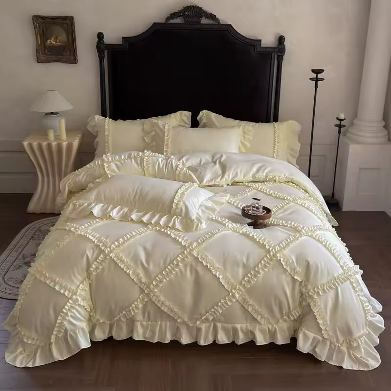 French Princess Ruffle Bedding Set Yellow