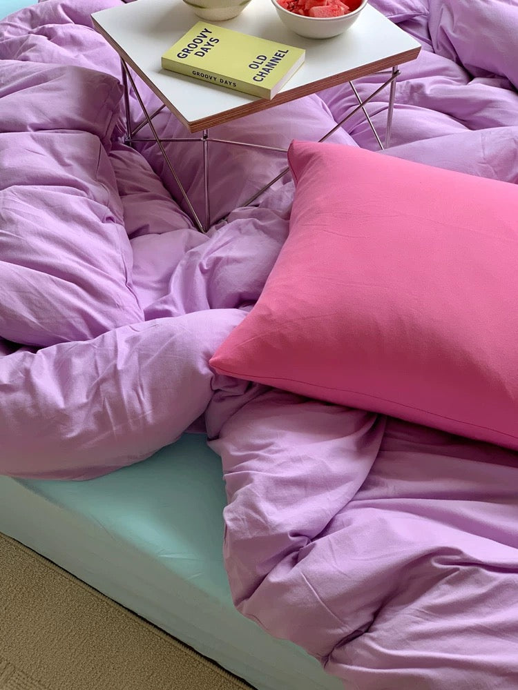 Pastel Pink Cotton Duvet Cover Set