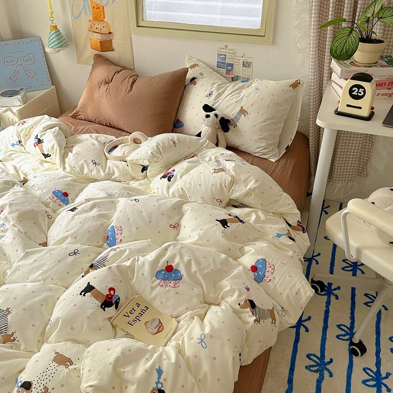 Cute Dog & Cupcake Bedding Set