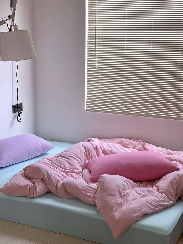 Pastel Pink Cotton Duvet Cover Set