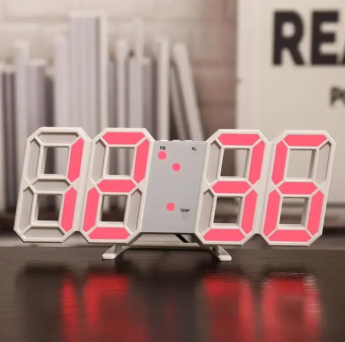 Smart 3D Clock White and pink